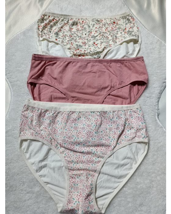 Tutku 3'lü Kadın Desenli Slip – Tek Beden Pamuklu Külot Seti